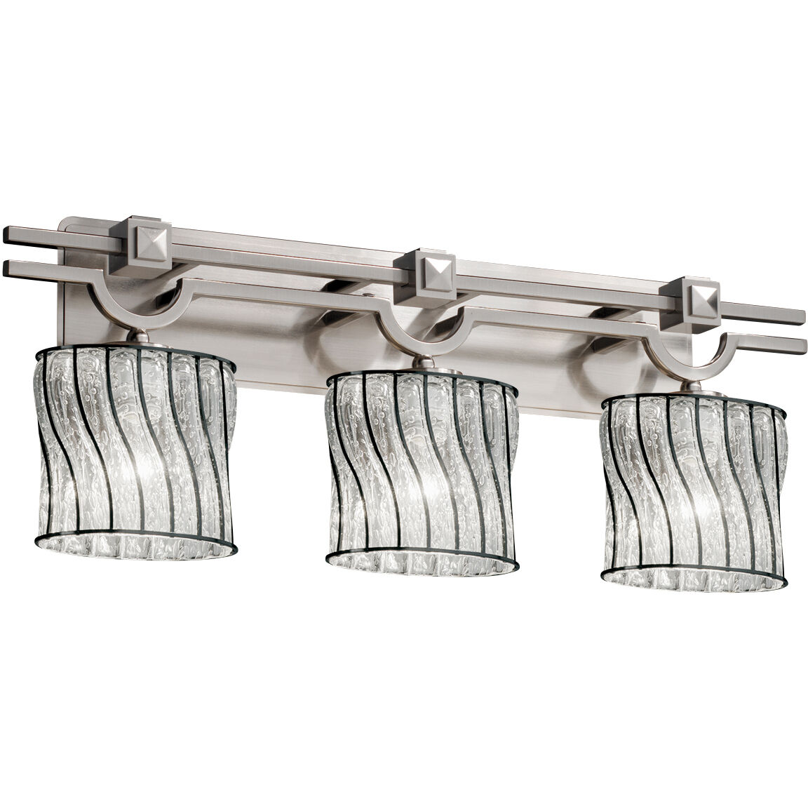 Argyle LED 29 inch Brushed Nickel Bath Bar Wall Light in 2100 Lm LED, Swirl with Clear Bubbles, Oval