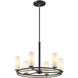 Fusion Collection - Tilburg Family 6 Light 26.5 inch Matte Black and Brass and Opal Chandelier Ceiling Light in 26.5" D x 26.5" W x 17" H, EVOLV