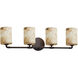 Alabaster Rocks 4 Light 33.5 inch Dark Bronze Bath Bar Wall Light in Cylinder with Flat Rim, Incandescent, Cylinder w/ Flat Rim