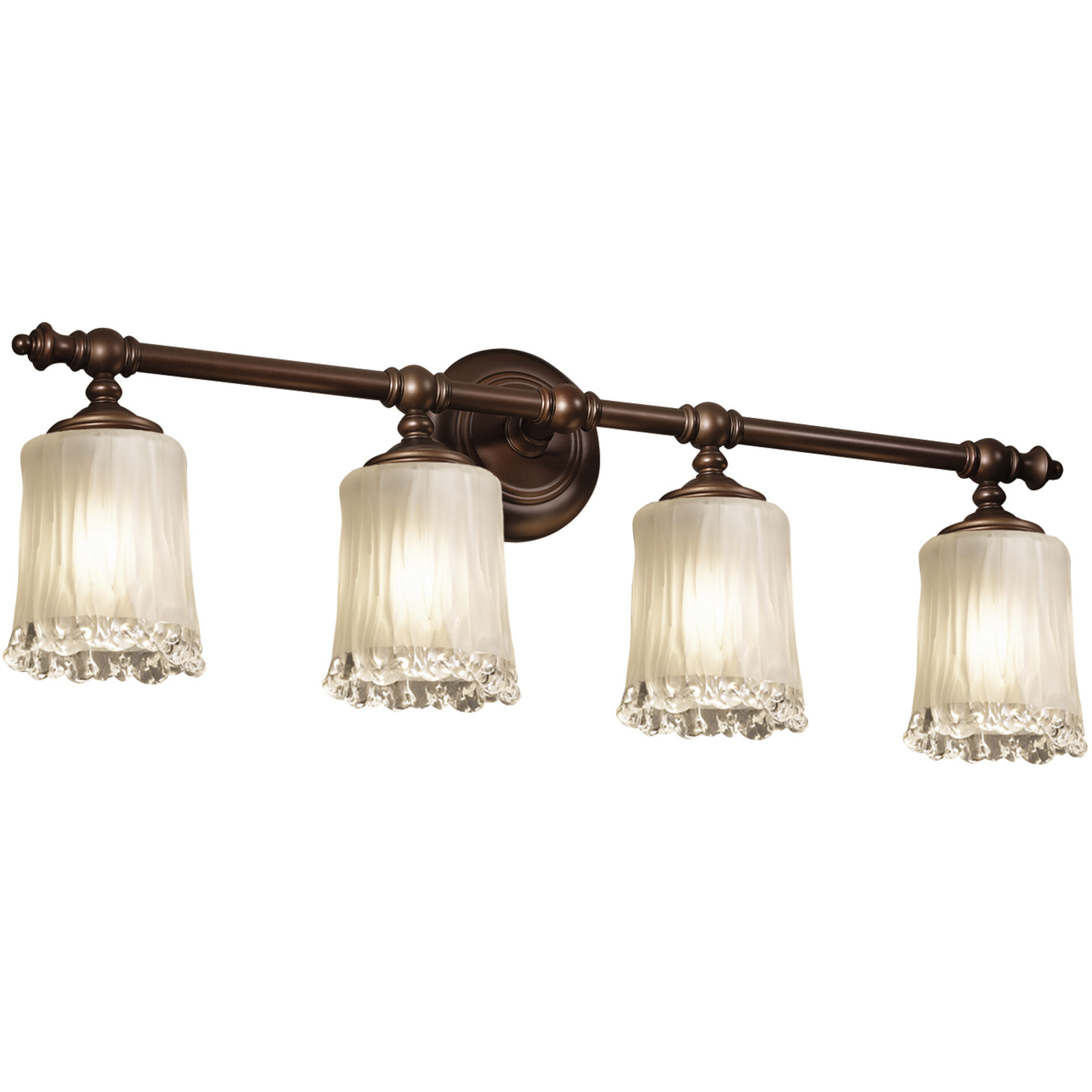 Veneto Luce 4 Light 30.75 inch Dark Bronze Bath Bar Wall Light in Clear Textured Veneto Luce Cylinder with Rippled Rim Incandescent