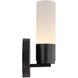 Fusion Collection - Cellini Family 4.5 inch Matte Black and Ribbed Opal ADA Wall Sconce Wall Light, EVOLV