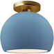 Radiance LED 7 inch Sky Blue and Brushed Brass Semi Flush Ceiling Light