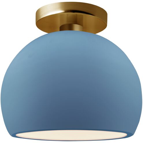 Radiance LED 7 inch Sky Blue and Brushed Brass Semi Flush Ceiling Light