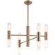 Fusion Collection - Rimini Family 8 Light 24 inch Brushed Brass and Clear Ribbed Chandelier Ceiling Light in 24" D x 24" W x 17.25" H, EVOLV