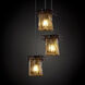 Metropolis 3 Light 7 inch Dark Bronze Pendant Ceiling Light in Amber (Veneto Luce), Square with Rippled Rim