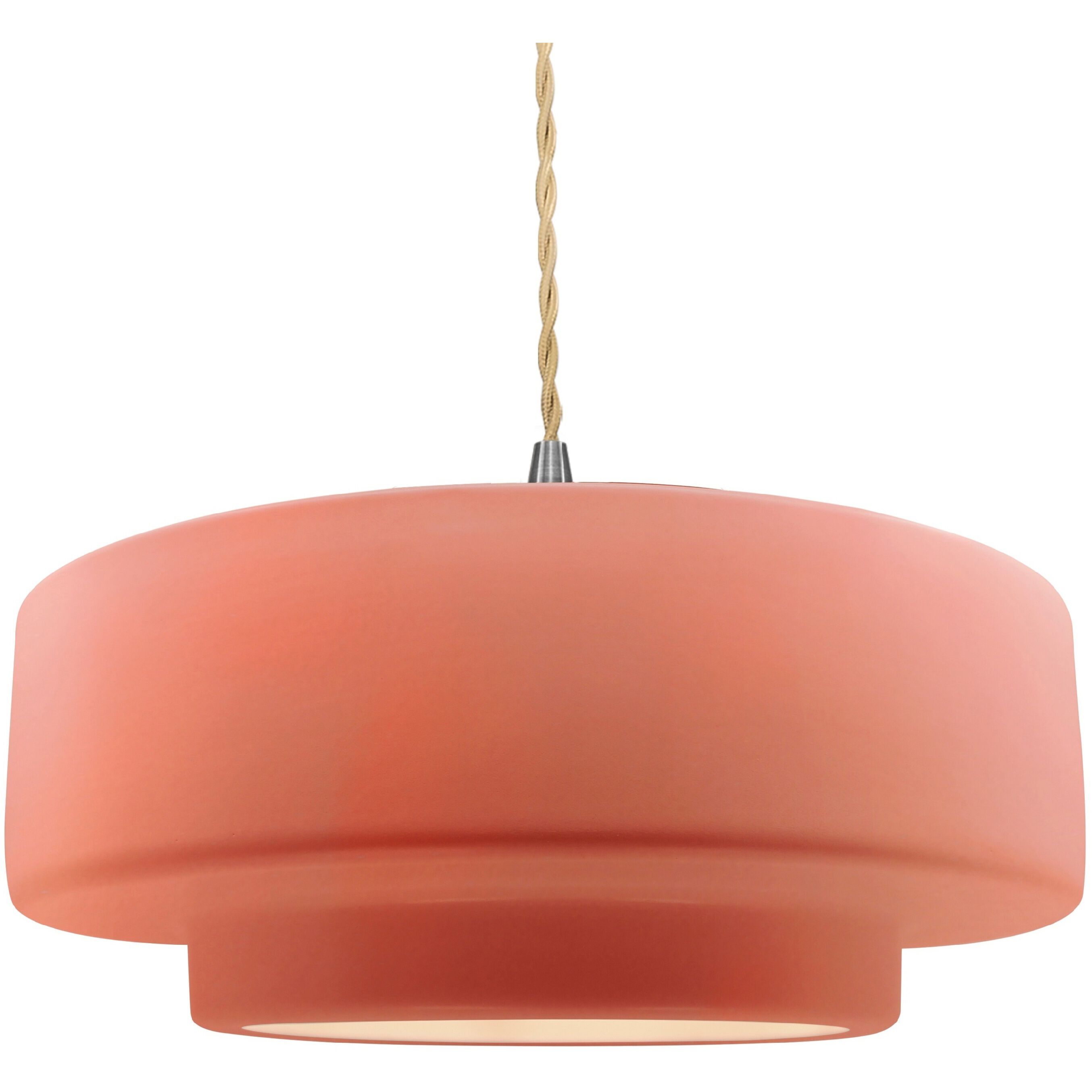 Radiance Collection - Tier Pendant Ceiling Light in Brushed Nickel, Dedicated LED, Beige Twist Cord, Gloss Blush, 16.25W x 6H, Form+Finish+Function