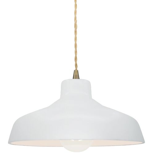 Radiance LED 11.5 inch Gloss White and Antique Brass Pendant Ceiling Light
