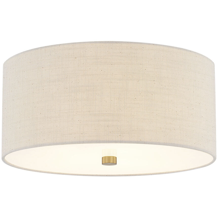Textile Collection 3 Light 14 inch Brushed Brass Flush Mount Ceiling Light in Cream (CandleAria), Classic Family