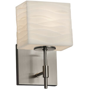 Porcelina 1 Light 6 inch Brushed Nickel Wall Sconce Wall Light in Waves, Incandescent, Rectangle