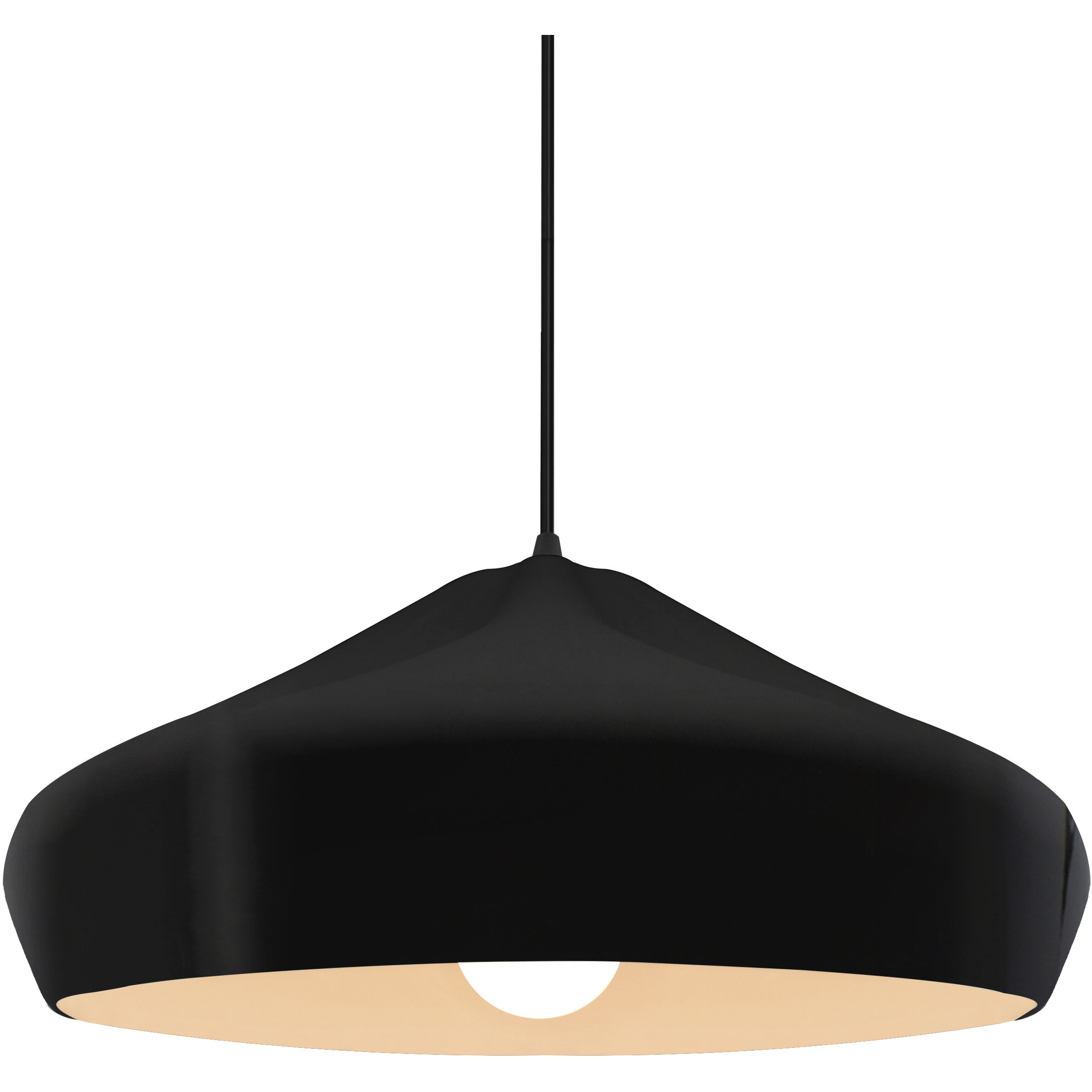 Radiance Collection - Crease Pendant Ceiling Light in Matte Black, Dedicated LED, Black Cord, Gloss Black, 15.25W x 6.5H, Form+Finish+Function