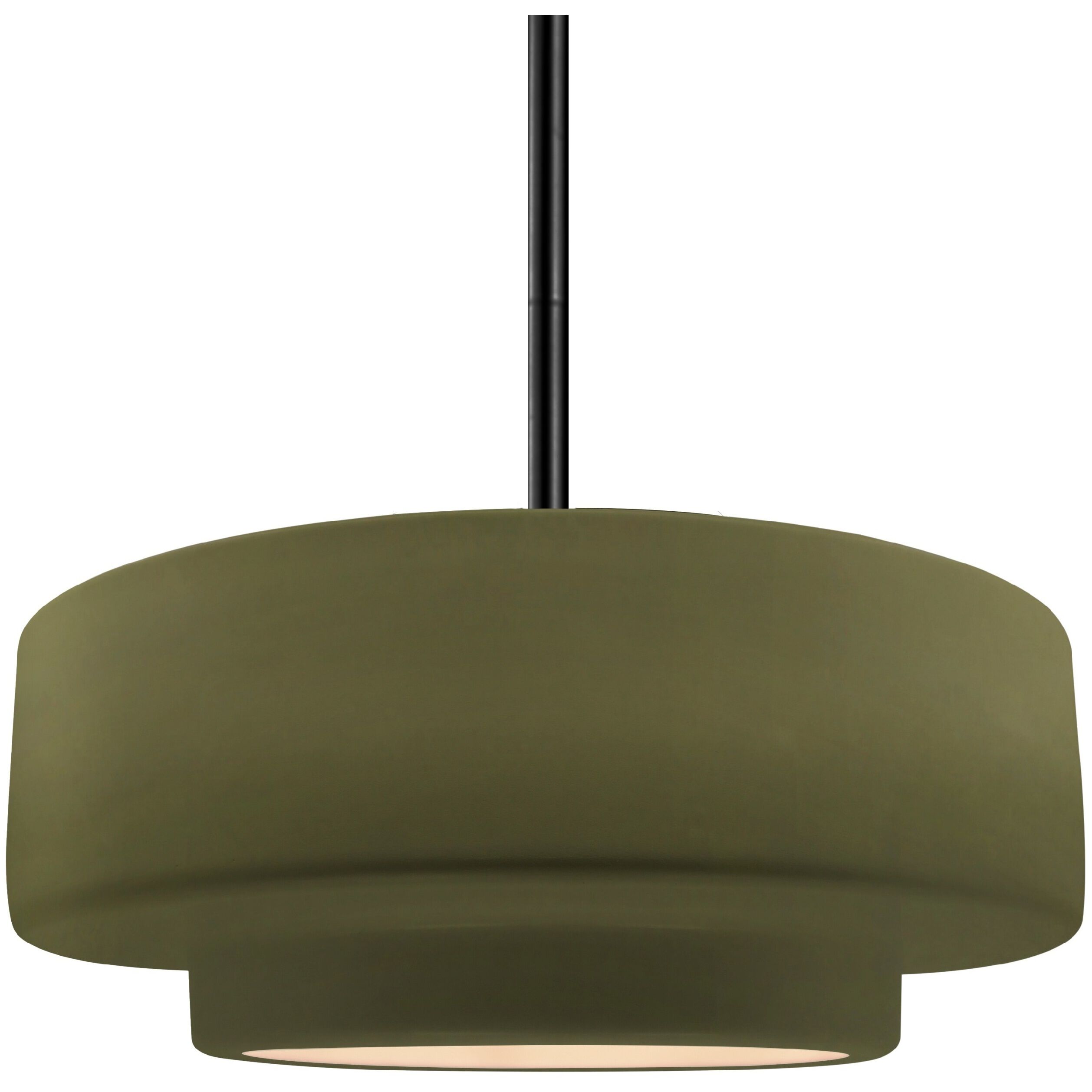 Radiance Collection - Tier Pendant Ceiling Light in Matte Black, Dedicated LED, Black Cord, Matte Green, 14.5W x 5.25H, Form+Finish+Function
