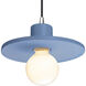 Radiance Collection - Saucer 1 Light 8 inch Sky Blue and Polished Chrome Pendant Ceiling Light in Black, Form+Finish+Function
