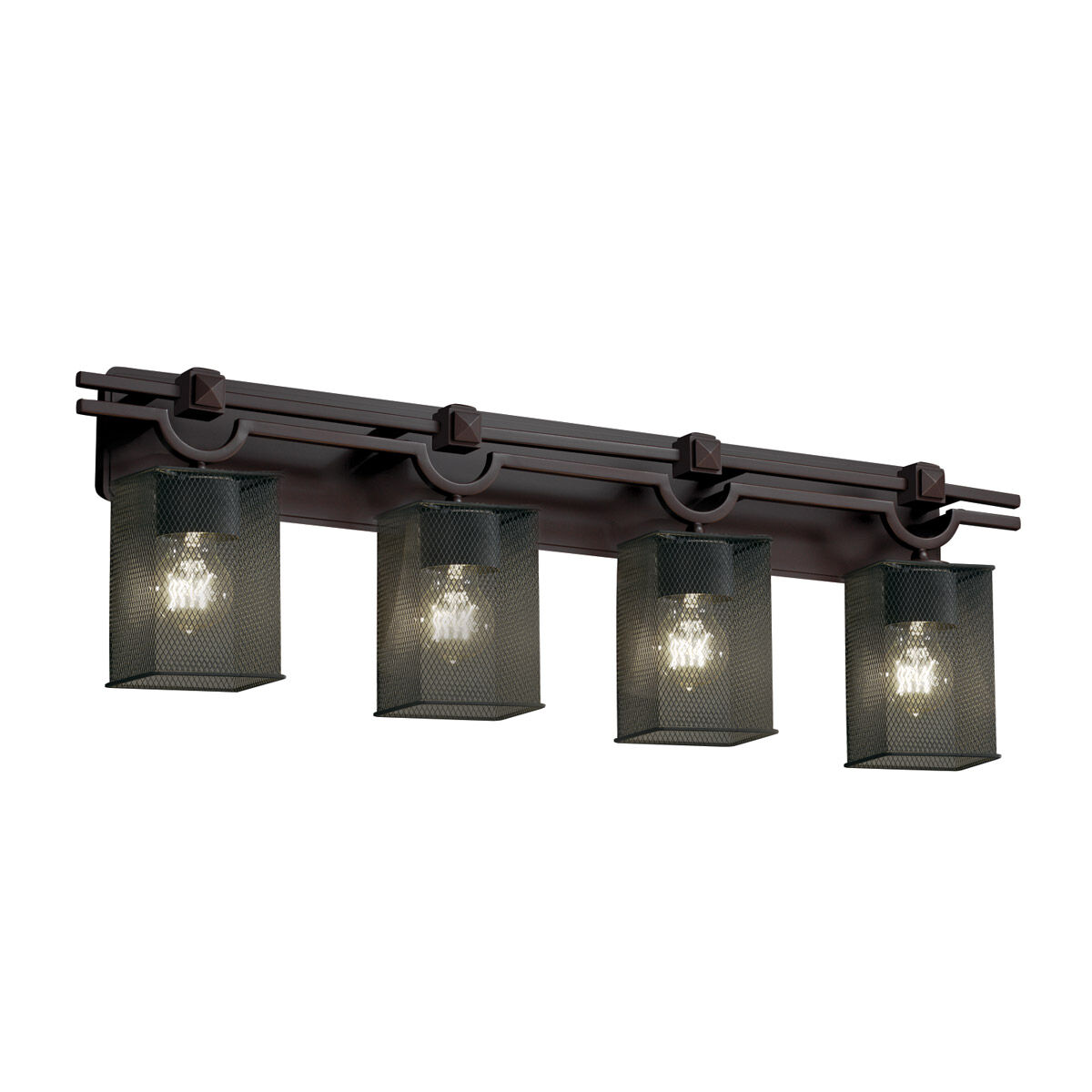 Argyle 4 Light 39 inch Dark Bronze Bath Light Wall Light in Square with Flat Rim
