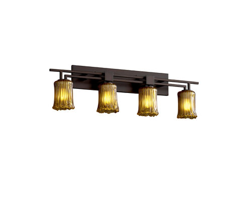 Veneto Luce 4 Light 16 inch Dark Bronze Bath Bar Wall Light in Amber (Veneto Luce), Cylinder with Rippled Rim, Incandescent