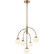 Fusion Collection - Noho Family 5 Light 20 inch Brushed Brass and Etched Opal Chandelier Ceiling Light in 20" D x 20" W x 23.5" H, EVOLV