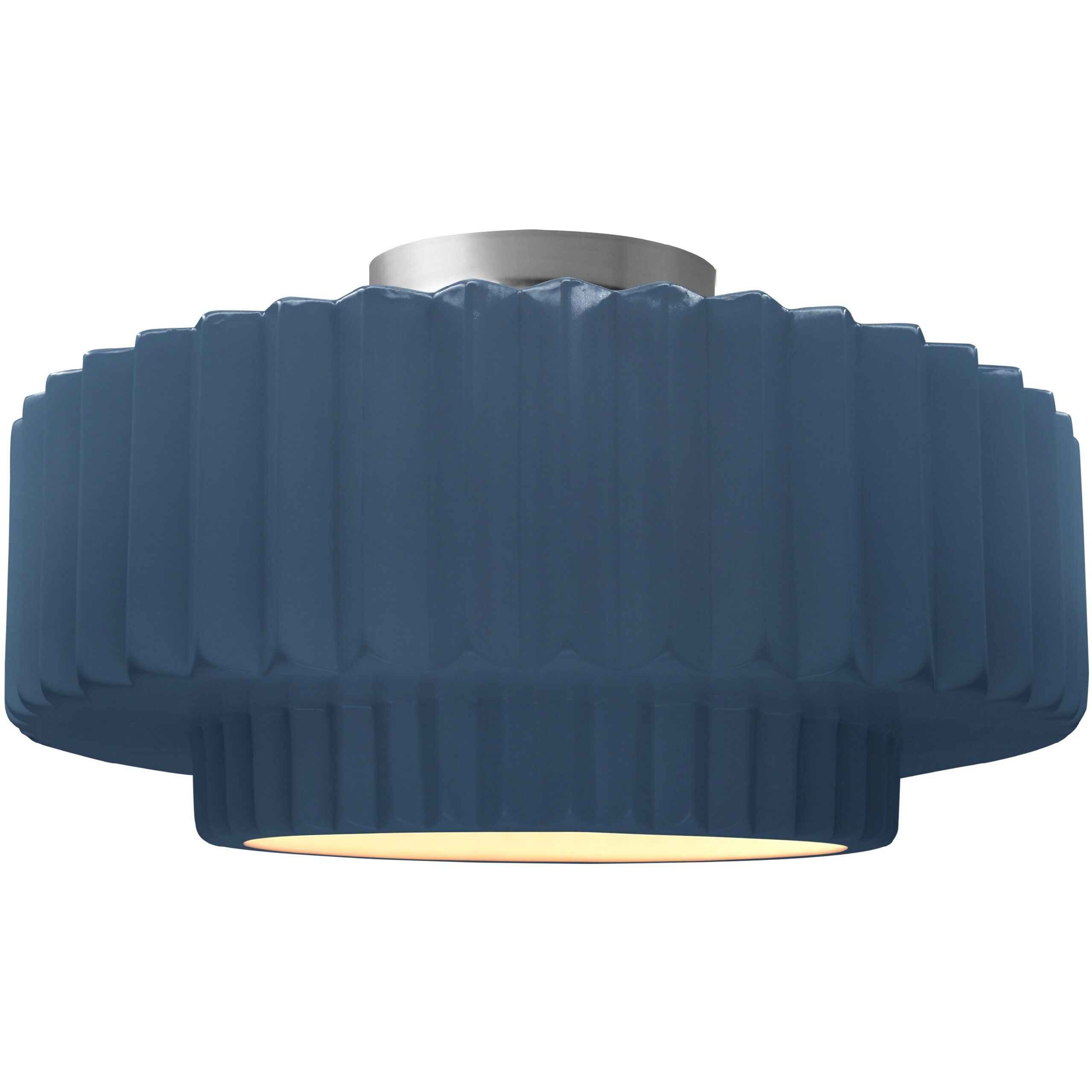 Radiance Collection - Pleated Tier 1 Light 14.5 inch Midnight Sky and Matte White and Brushed Nickel Semi-Flush Ceiling Light in Replaceable Bulb, Midnight Sky/Matte White, 14.5W x 7.25H, Form+Finish+Function