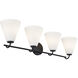 Fusion Collection - Pavia Family 4 Light 33.75 inch Matte Black and Opal Bath Bar Wall Light, EVOLV