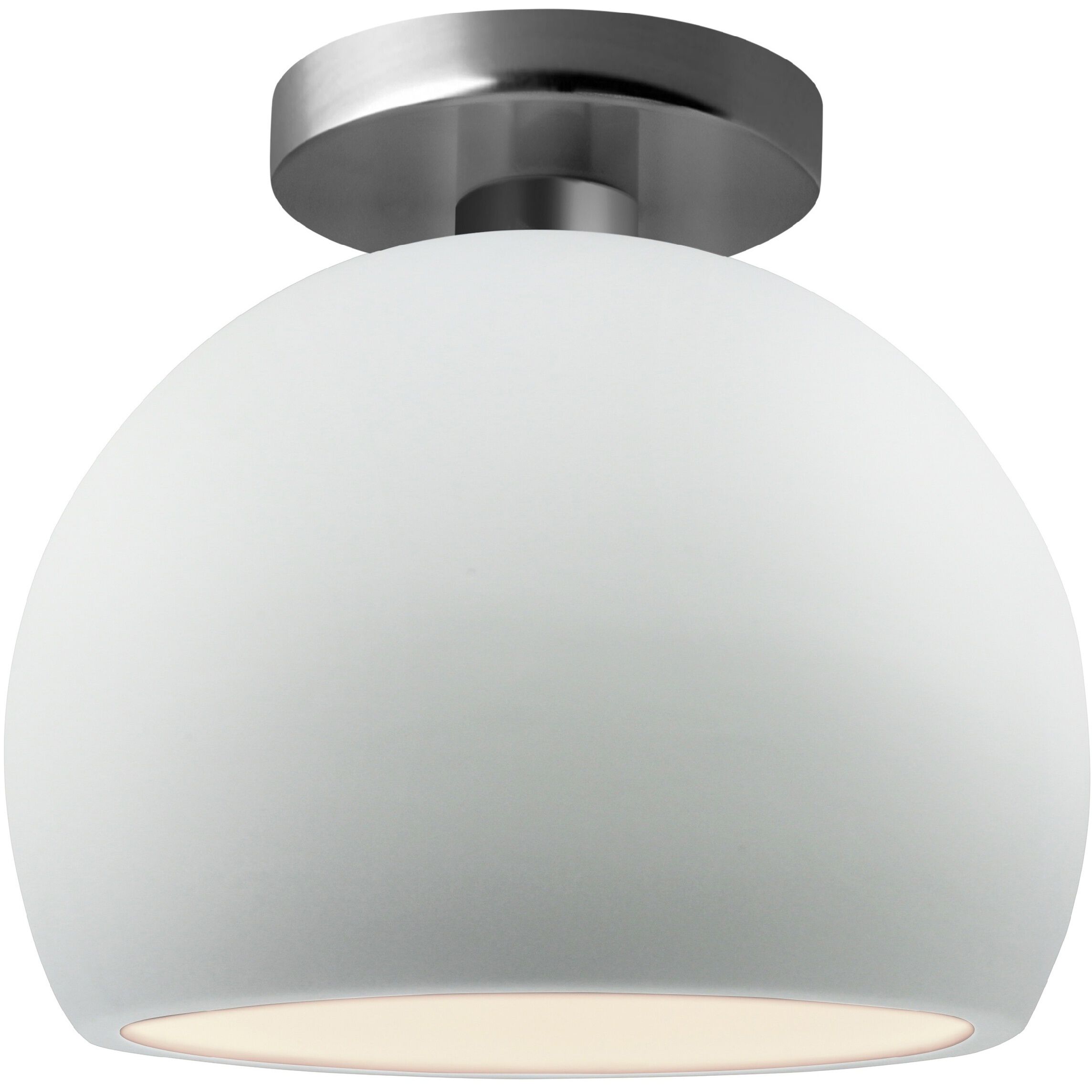 Radiance 1 Light 7 inch Gloss White and Brushed Nickel Semi Flush Ceiling Light