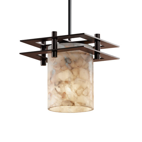 Alabaster Rocks 1 Light 6.5 inch Dark Bronze Pendant Ceiling Light in Rigid Stem Kit, Cylinder with Flat Rim, Incandescent