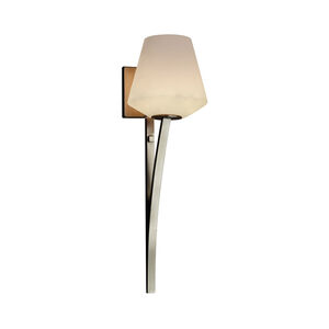 Fusion Sabre 1 Light 5 inch Brushed Nickel Wall Sconce Wall Light in Opal, Inverted Cone, Incandescent