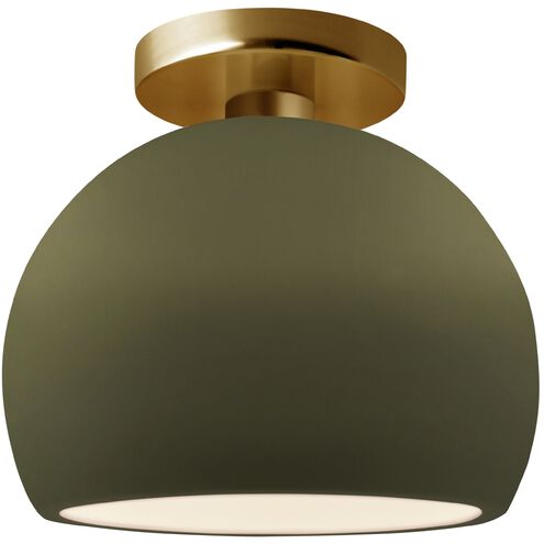 Radiance LED 7 inch Matte Green and Brushed Brass Semi Flush Ceiling Light