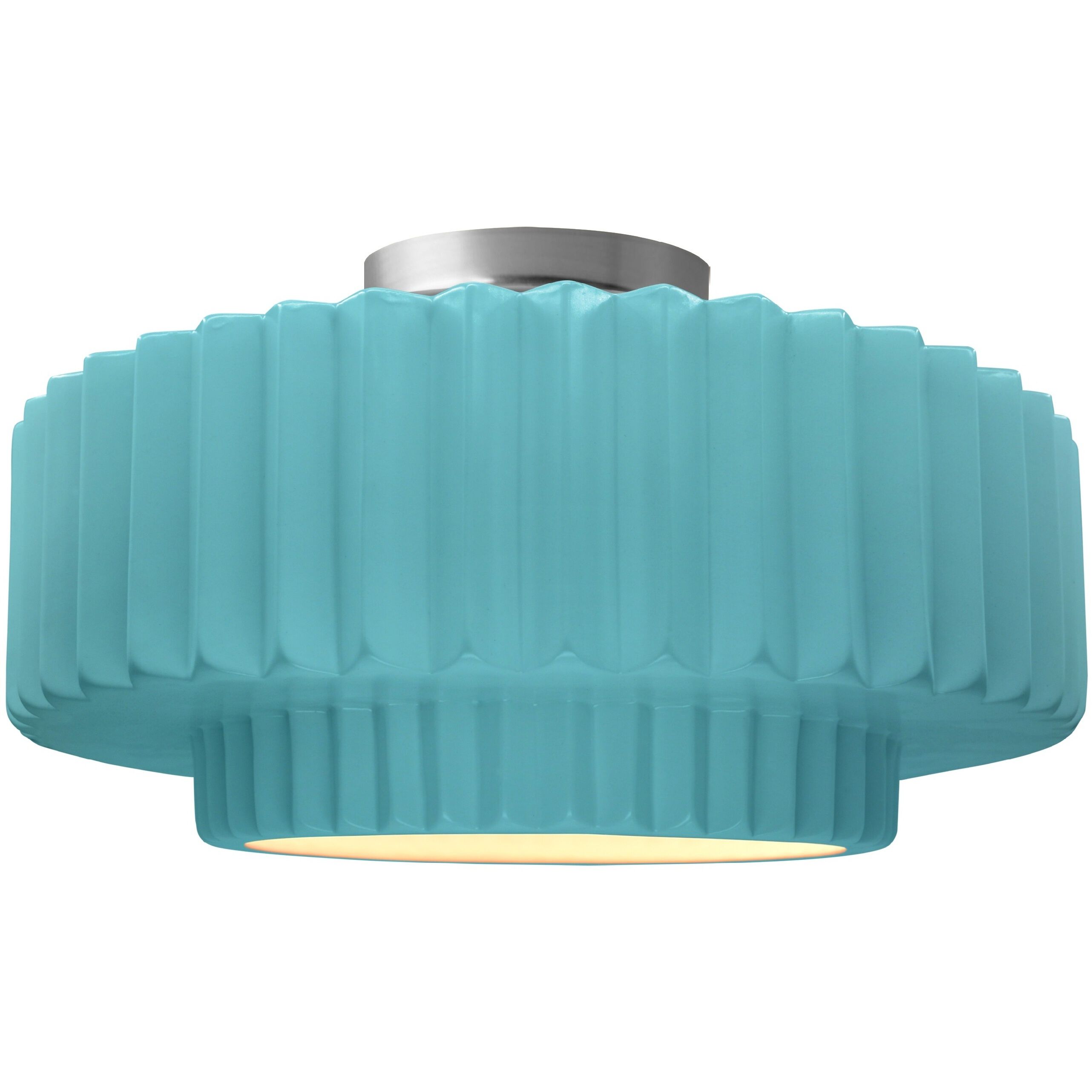 Radiance Collection - Pleated Tier LED 16.5 inch Reflecting Pool and Brushed Nickel Semi-Flush Ceiling Light in Dedicated LED, 16.5W x 8H, Form+Finish+Function