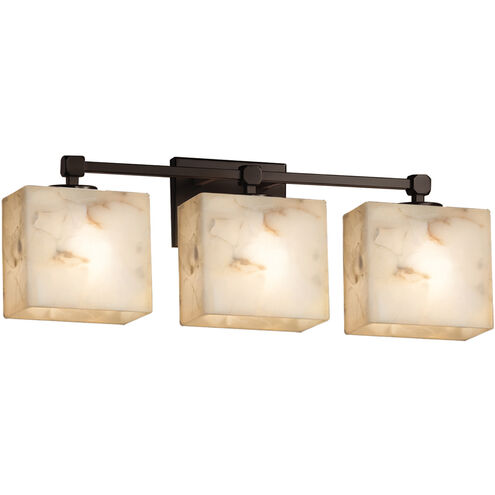 Alabaster Rocks 3 Light 23.5 inch Matte Black Vanity Light Wall Light in Rectangle, Incandescent