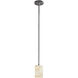 Alabaster Rocks 1 Light 4 inch Brushed Nickel Pendant Ceiling Light in Black Cord, Cylinder with Flat Rim, Incandescent