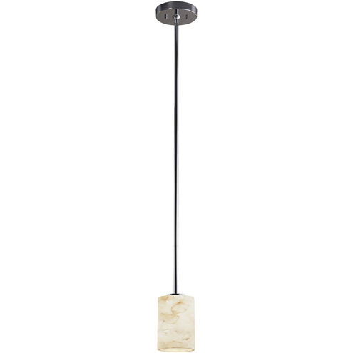 Alabaster Rocks 1 Light 4 inch Brushed Nickel Pendant Ceiling Light in Black Cord, Cylinder with Flat Rim, Incandescent