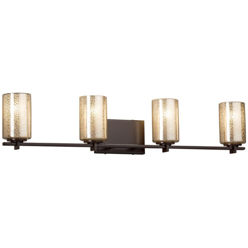 Fusion LED 34 inch Matte Black Vanity Light Wall Light in 2800 Lm LED, Cylinder with Flat Rim, Mercury Fusion