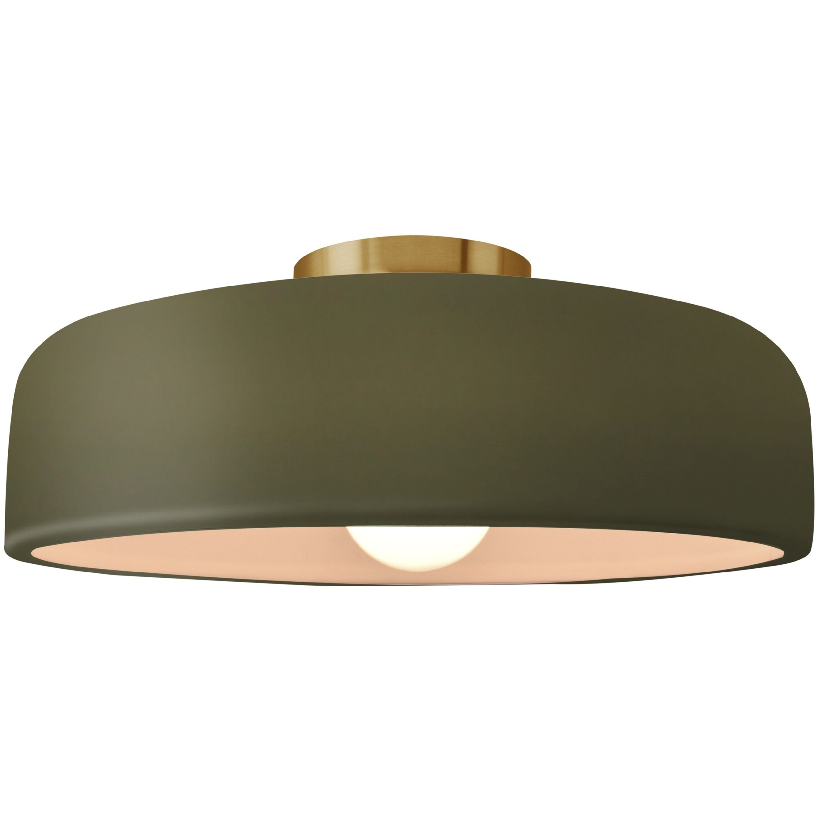 Radiance Collection - Spire 1 Light 13 inch Matte Green and Brushed Brass Semi-Flush Ceiling Light in Replaceable Bulb, 13W x 6H, Form+Finish+Function