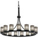 Wire Glass 15 Light 42 inch Matte Black Chandelier Ceiling Light in Grid with Clear Bubbles, Incandescent, Cylinder