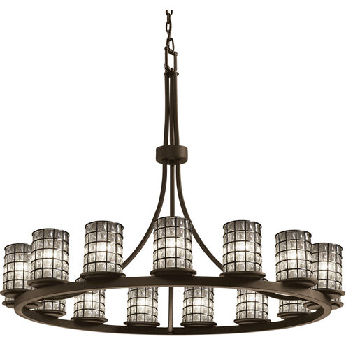 Wire Glass 15 Light 42 inch Dark Bronze Chandelier Ceiling Light in Grid with Clear Bubbles, Incandescent