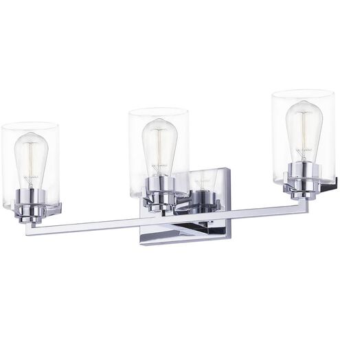 Fusion Collection - Cilindro 24.5 inch Clear Glass Bath Bar Wall Light in Polished Chrome