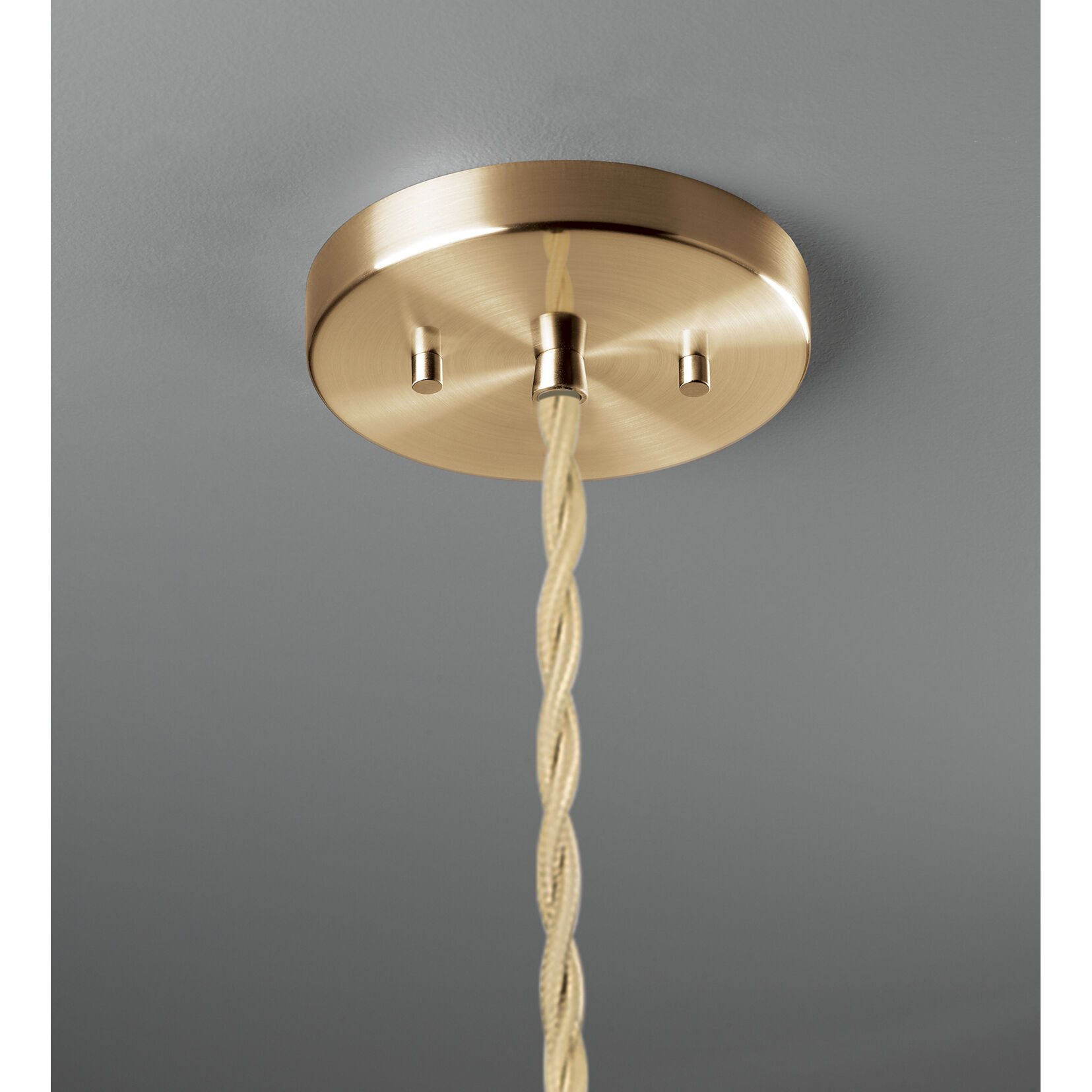 Radiance Collection - Spire Pendant Ceiling Light in Brushed Brass, Dedicated LED, Beige Twist Cord, Concrete, 16W x 4.5H, Form+Finish+Function