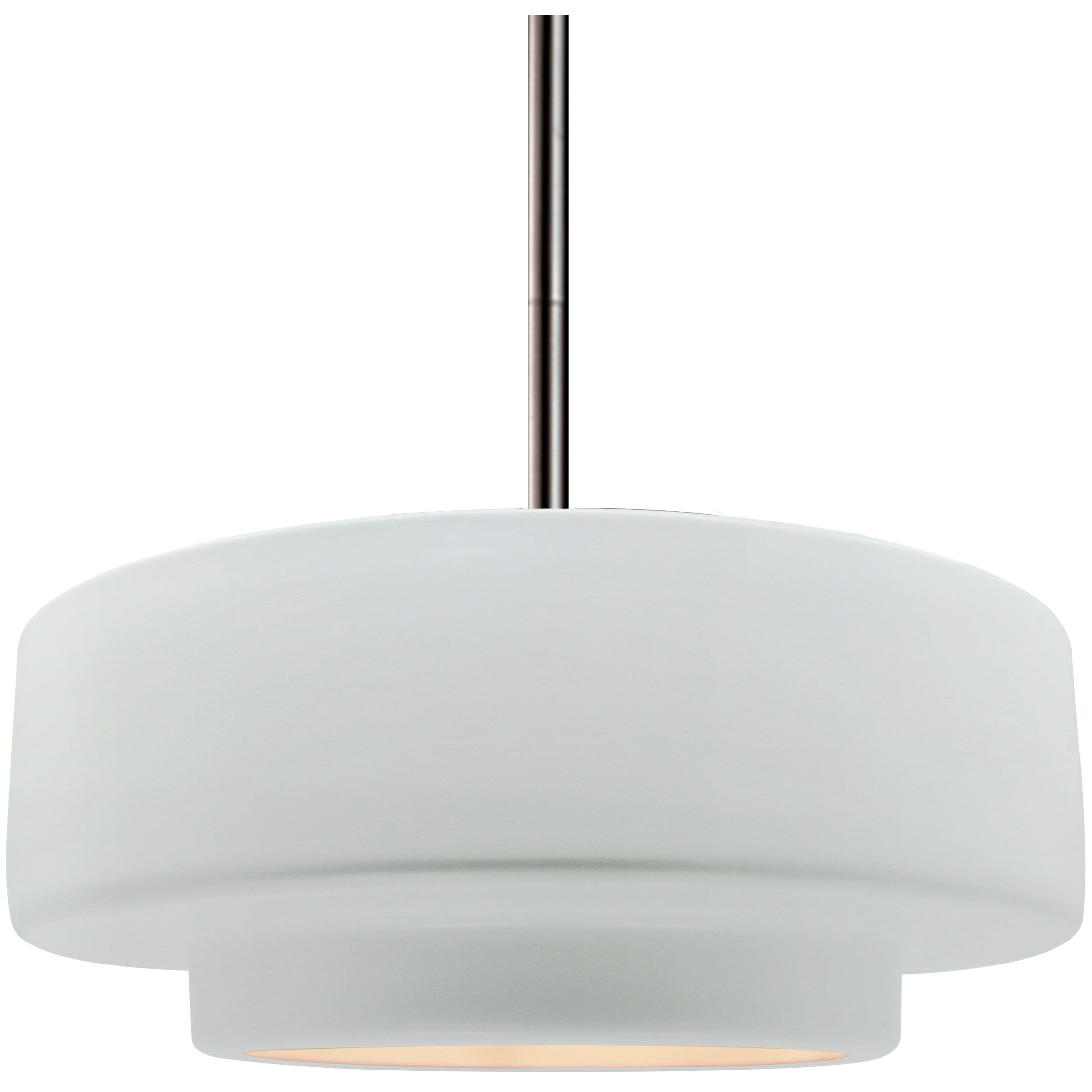 Radiance Collection - Tier Pendant Ceiling Light in Brushed Nickel, Dedicated LED, Black Cord, Gloss White, 14.5W x 5.25H, Form+Finish+Function