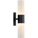 Fusion Collection - Cellini Family 4.5 inch Matte Black and Ribbed Opal ADA Wall Sconce Wall Light, EVOLV