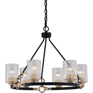 Richmond 6 Light 25.5 inch Matte Black and Brass Accents with Seeded Chandelier Ceiling Light