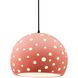 Perforated Globe Pendant Ceiling Light in Matte Black, Black Cord, Replaceable Bulb, Gloss Blush, 12.25W x 9.25H, Form+Finish+Function