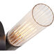 Fusion Collection - Rimini Family 2 Light 4.25 inch Matte Black and Clear Ribbed ADA Wall Sconce Wall Light, EVOLV