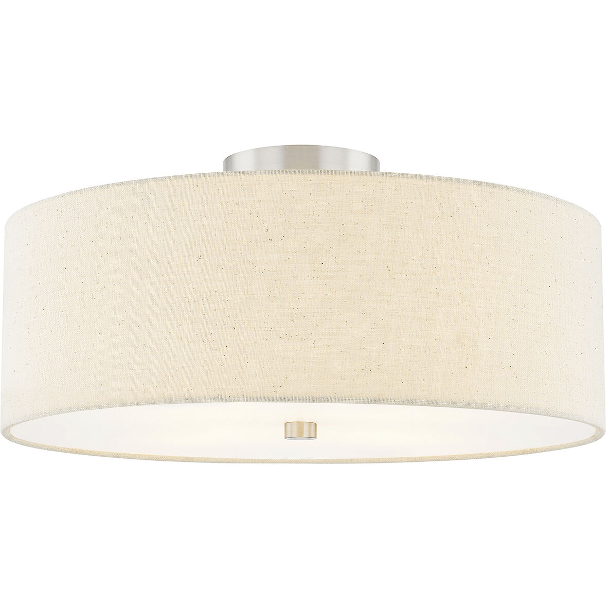 Textile Collection 4 Light 18 inch Brushed Nickel Semi Flush Ceiling Light in Cream (CandleAria), Classic Family