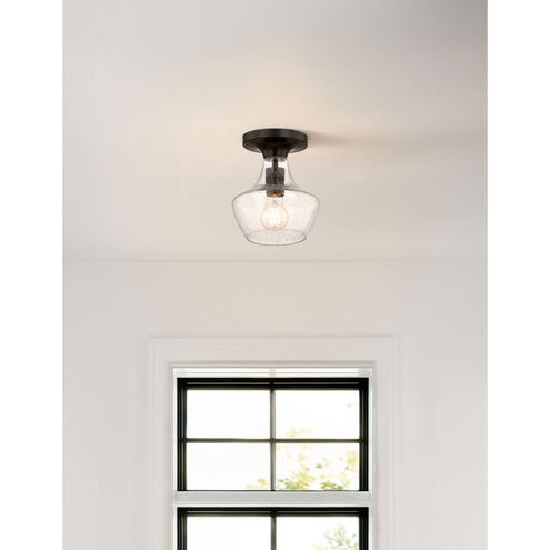 Fusion Collection 1 Light 7.5 inch Matte Black Semi Flush Ceiling Light, Harlow Family