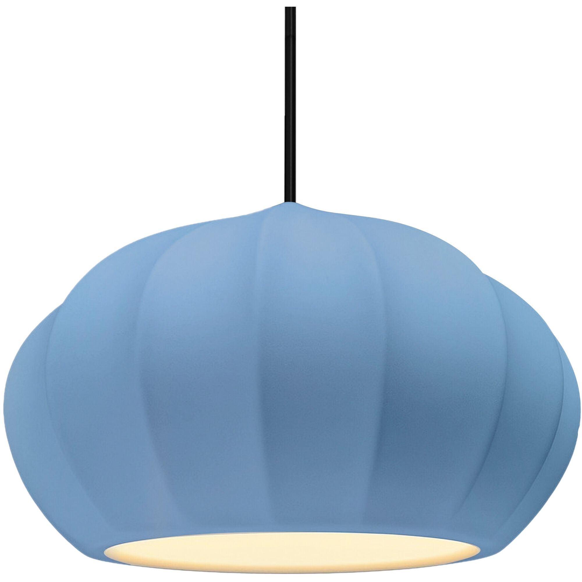 Radiance Collection - Fluted Pendant Ceiling Light in Polished Chrome, Black Cord, Replaceable Bulb, Sky Blue, Form+Finish+Function