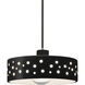 Perforated Dish Pendant Ceiling Light in Antique Brass, Black Cord, Replaceable Bulb, Carbon Matte Black, Form+Finish+Function