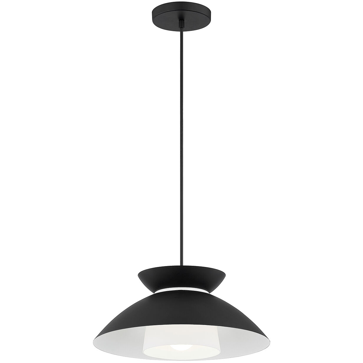 Fusion Collection 1 Light 14.25 inch Matte Black Pendant Ceiling Light, Noreen Family