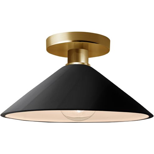 Radiance 1 Light 11.75 inch Gloss Black and Matte White and Polished Brass Semi Flush Ceiling Light
