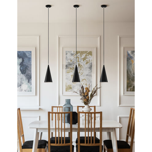 Conos Family 1 Light 7 inch Matte Black with White Interior Pendant Ceiling Light