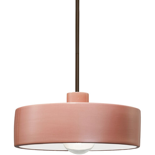 Radiance 1 Light 12 inch Gloss Blush Pendant Ceiling Light in Rigid Stem Kit, Dark Bronze