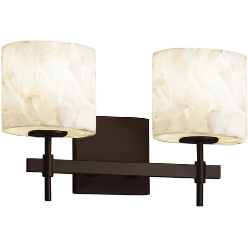 Alabaster Rocks 2 Light 14.75 inch Brushed Nickel Vanity Light Wall Light in Round Flared, Incandescent