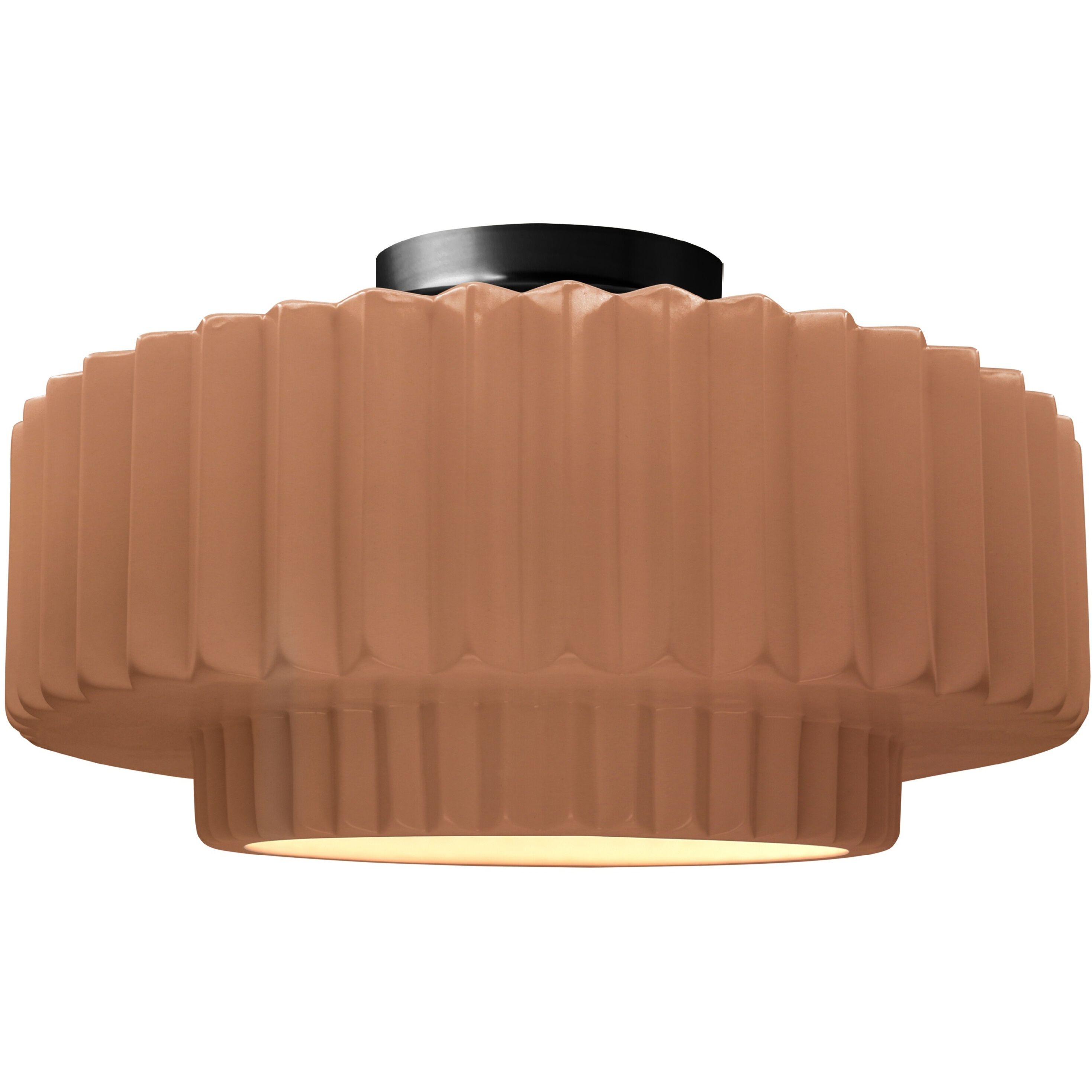 Radiance Collection - Pleated Tier 1 Light 16.5 inch Adobe and Matte Black Semi-Flush Ceiling Light in Replaceable Bulb, 16.5W x 8H, Form+Finish+Function